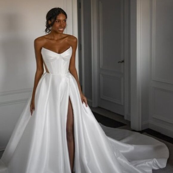 Blanche Bridal Alix Wedding Modern Ballroom Gown with Mesh Cutouts - Picture 12 of 14